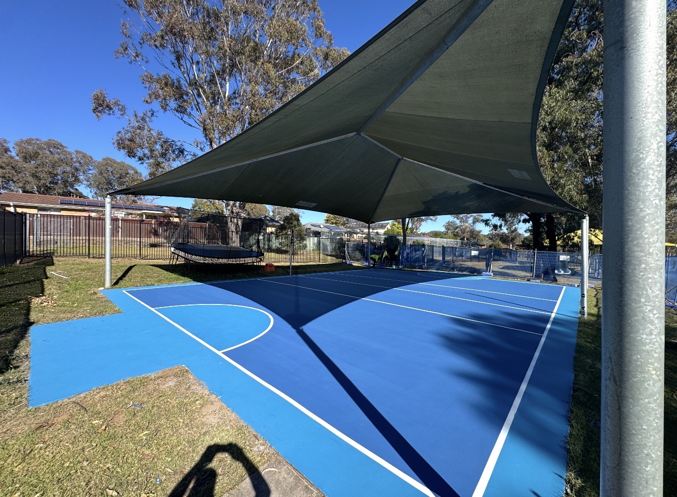 Acrylic netball and multi-purpose court at Mary Brooksbank School